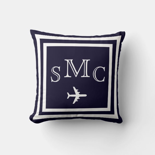 MONOGRAMME coussin bleu foncé (Recto)
