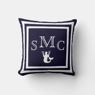 MONOGRAMME coussin bleu foncé