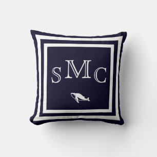 MONOGRAMME coussin bleu foncé