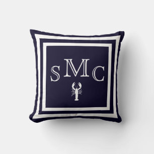 MONOGRAMME coussin bleu foncé