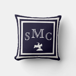 MONOGRAMME coussin bleu foncé