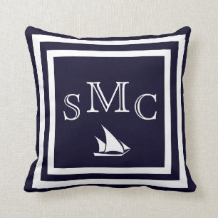 MONOGRAMME coussin bleu foncé