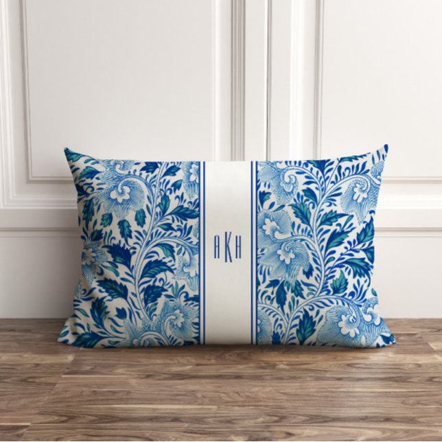 Monogramme Coussin de la chinoiserie bleu et blanc (Créateur téléchargé)