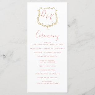 Monogramme Crest Gold Blush programmes de mariage