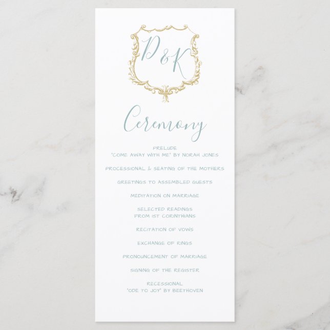 Monogramme Crest Gold Dusty blue programmes de mar (Devant)
