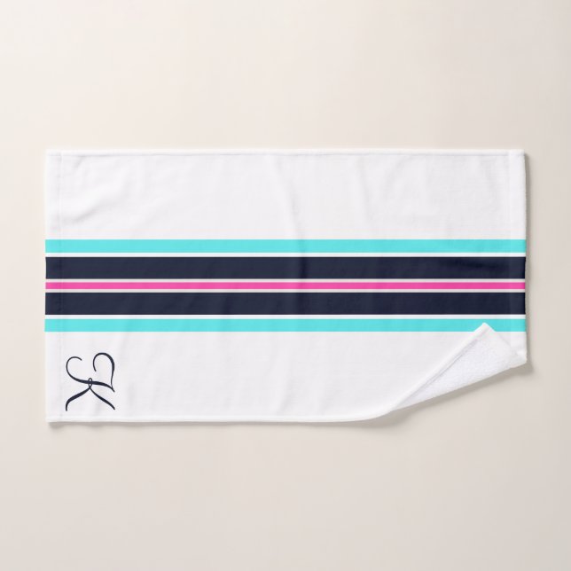 Monogramme cursive de célibataire bleue minimalist (Serviette à main)