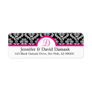 Monogramme D Damask Étiquettes de adresse blancs