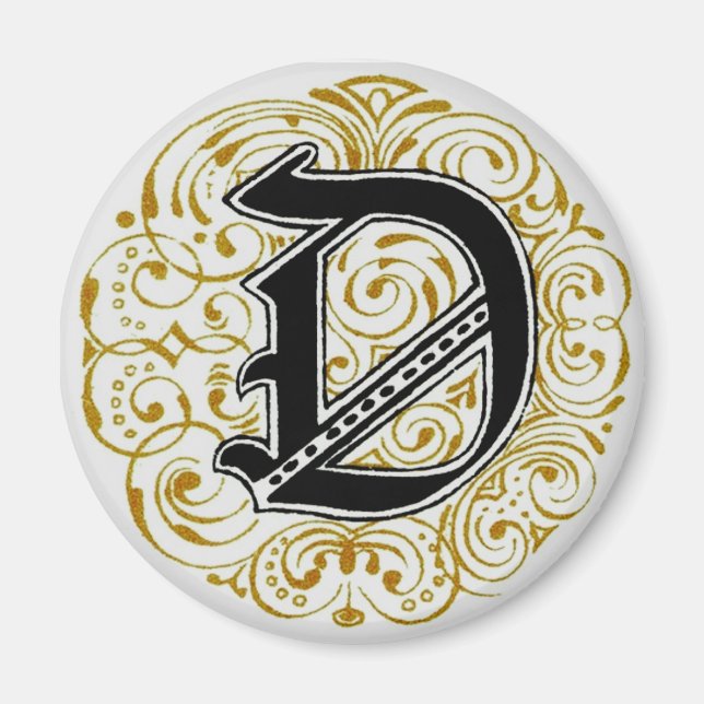 Monogramme "D" en or - Aimant (Devant)
