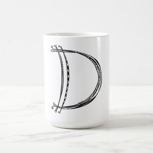 Monogramme D Mug avec notes musicales (Centre)