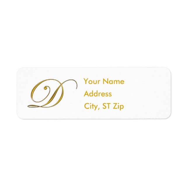 Monogramme D or Étiquettes de adresse (Devant)