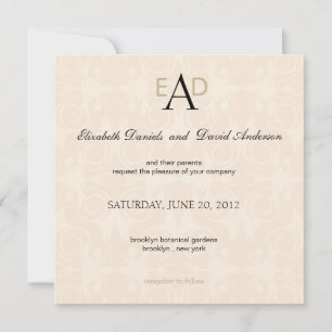 Monogramme Damask - faire-part de mariage