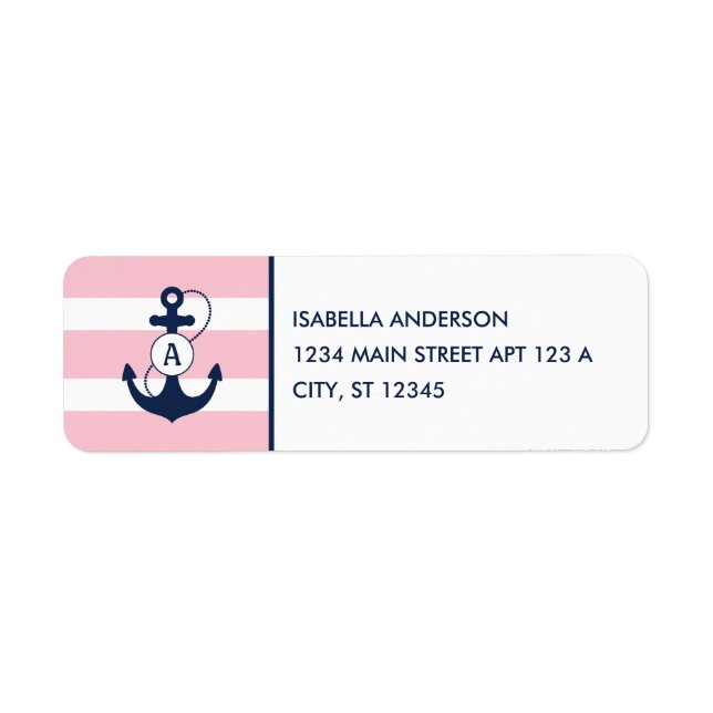 Monogramme d'Ancre marine rose (Devant)