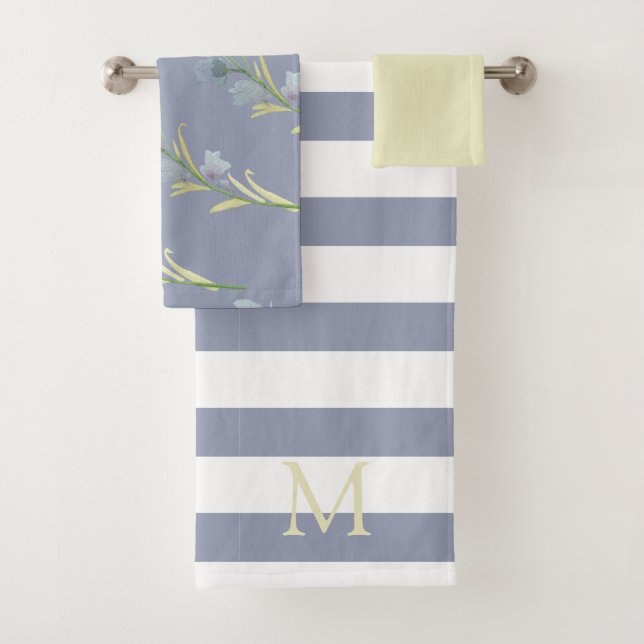 Monogramme d'aquarelle jaune et bleu gris (En situation)