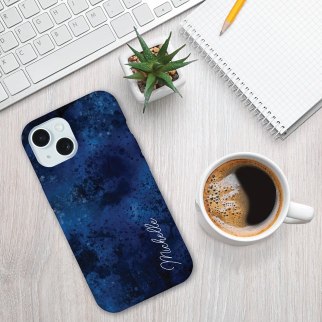 Monogramme d'aquarelle Moody Blue Midnight (Créateur téléchargé)