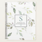 Monogramme d'aquarelle vert moderne Feuille