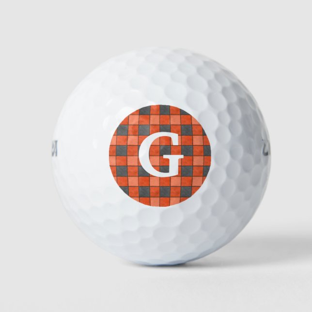 Monogramme de balle de golf Ball Orge noir brillan (Devant)