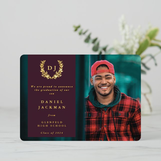 Monogramme de Bourgogne + Faire-part de graduation (Debout devant)