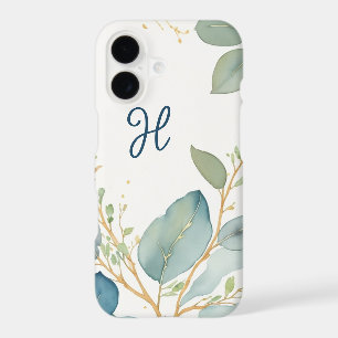 Monogramme de branche de eucalyptus élégant aquare