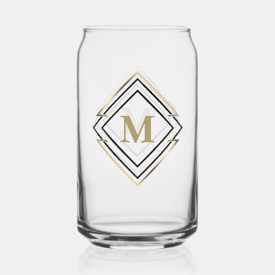 Monogramme de cadre diamant géométrique Noir/Or ID