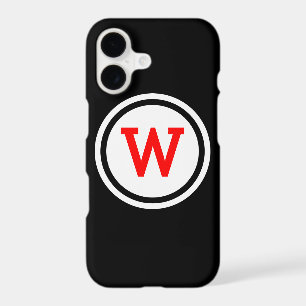 Monogramme de cercle annelé rouge noir et blanc