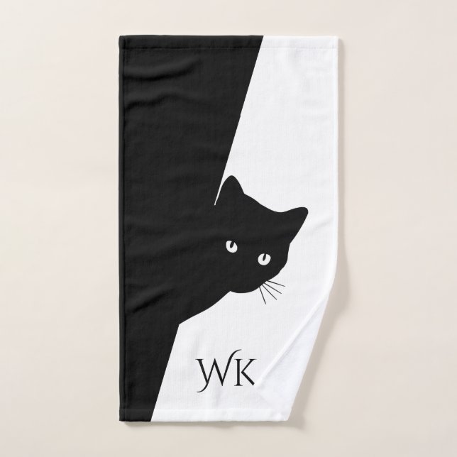 Monogramme de chat noir (Serviette à main)