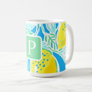 Monogramme de citron - Mug de café de préppie