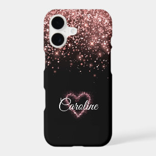 Monogramme de cœur pailleté rose féminin