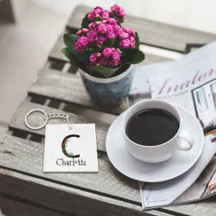 monogramme de couleur fleur sauvage rouge