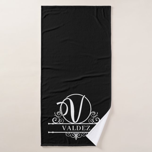 Monogramme de couleur V modifiable (Serviette de bain)