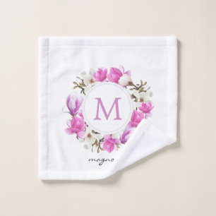 Monogramme de couronne d'aquarelle Magnolia
