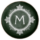 Monogramme de couronne de flocon de neige en vert 