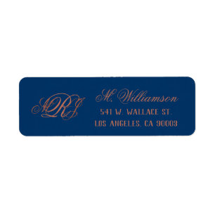 Monogramme de cuivre bleu épousant l'adresse de