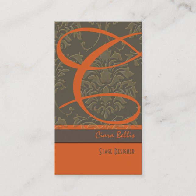 Monogramme de Damas Couleur Carte de visite/DO-IT- (Devant)