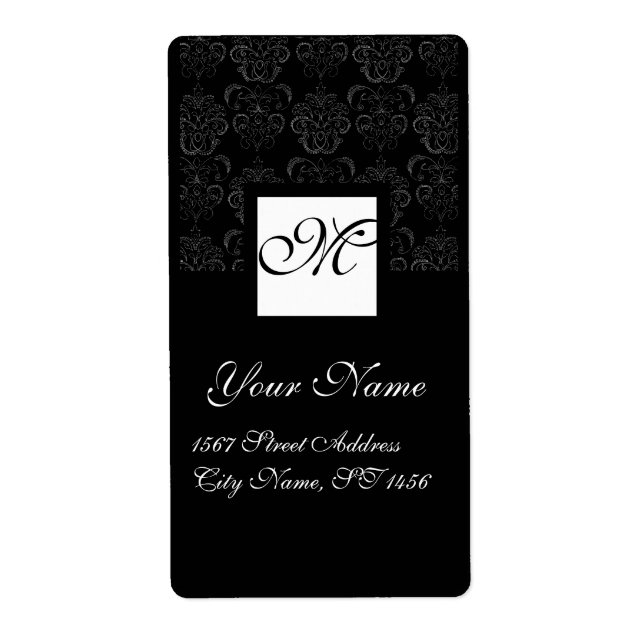 MONOGRAMME DE DAMASK CARRÉ NOIR ET BLANC (Devant)