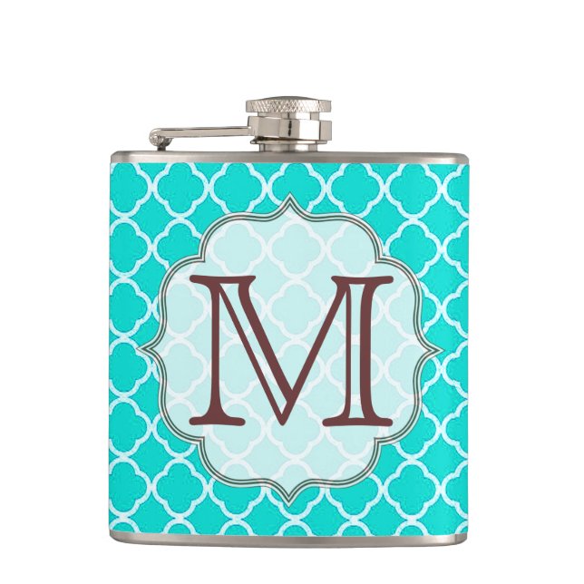 Monogramme de demi-feuille turquoise Flacon de whi (Devant)