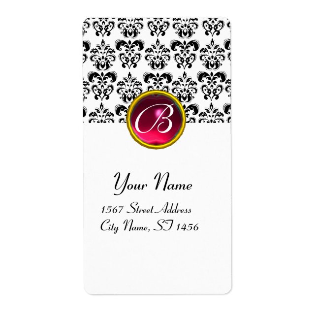 MONOGRAMME DE DOMMASQUES NOIR ET BLANC, Rubis Rose (Devant)