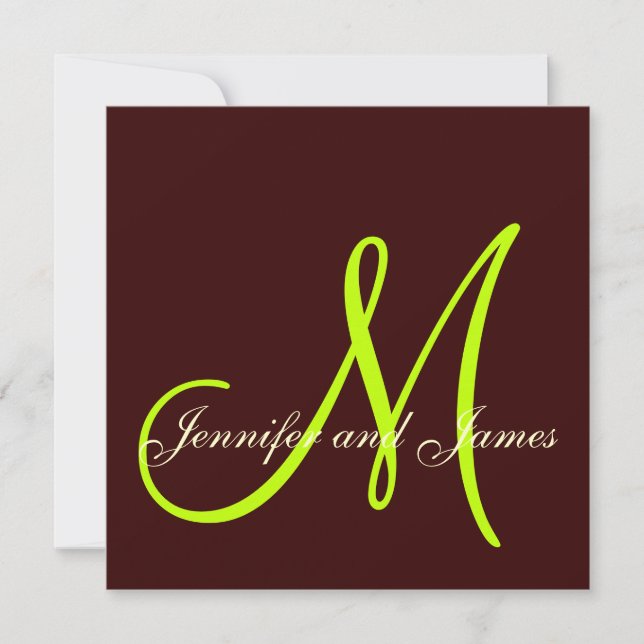 Monogramme de Faire-part de mariage vert crème Bro (Devant)