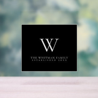 Monogramme de famille moderne Elégant gris noir