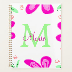 monogramme de fleur rose ajouter nom lettre feuill