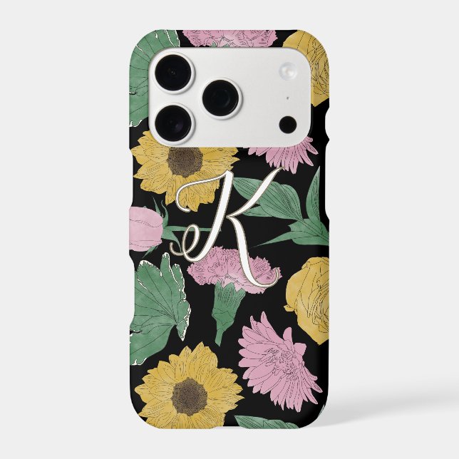 Monogramme de fleurs à trait noir (Verso)