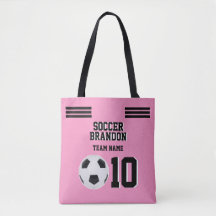 Monogramme de football sport rose sac fourre-tout 