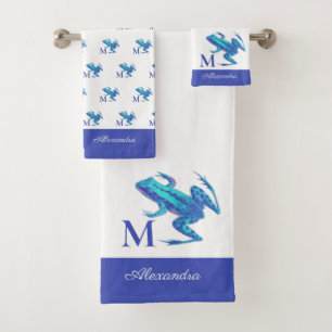 Monogramme de grenouille d'arbre bleu moderne Nom