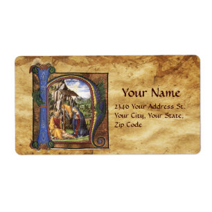 MONOGRAMME DE LA NATIVITÉ PARCHEMENT DE NOËL