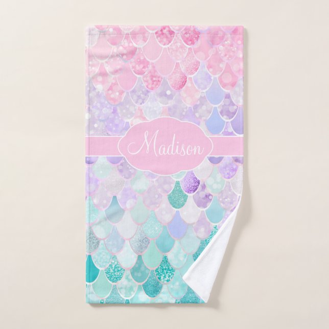 Monogramme de la petite fille Ombre Mermaid Motif (Serviette à main)