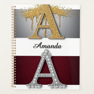 Monogramme de lettre A en or et argent