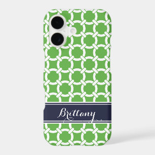Monogramme de liens de Preppy Green et Navy