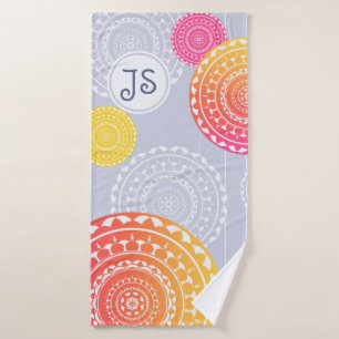 Monogramme de mandala aléatoire rose vif