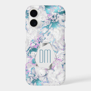 Monogramme de marbre d'argent rose Turquoise