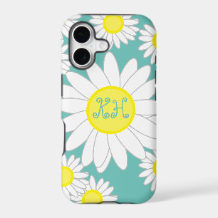 Monogramme de marguerite vert sarcelle blanc et ja