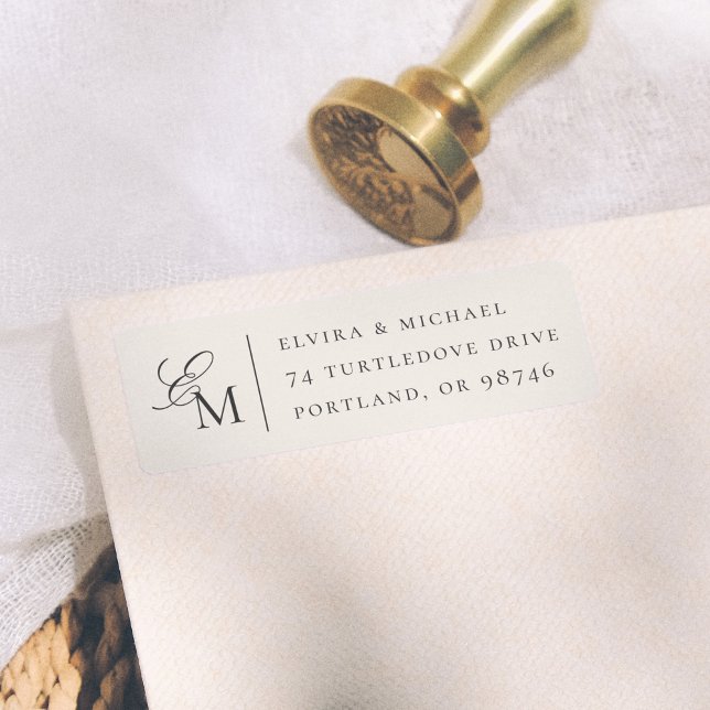 Monogramme de mariage éditorial ivoire minimaliste (Créateur téléchargé)